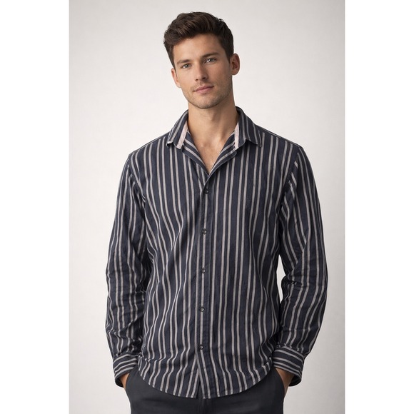 Ben Sherman Other - Ben Sherman Black & Gray Striped Button-Up Shirt Size M (2) Long Sleeve